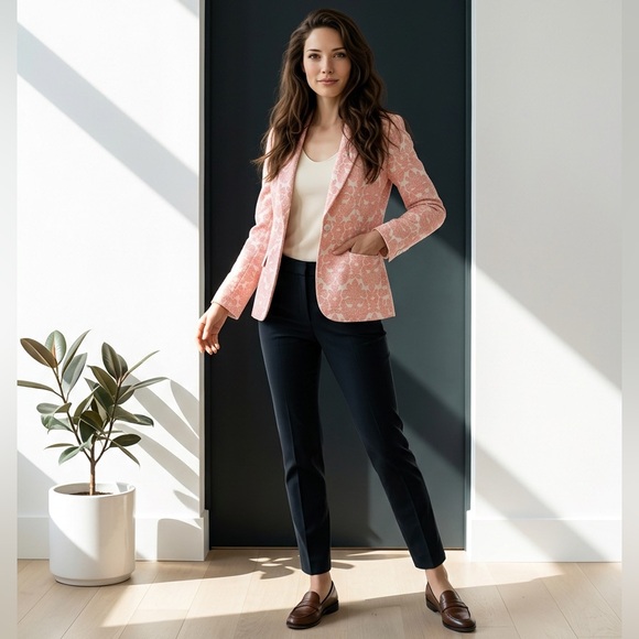 Jack Wills Coral Jacquard Print Fairlawn Blazer - Picture 2 of 14